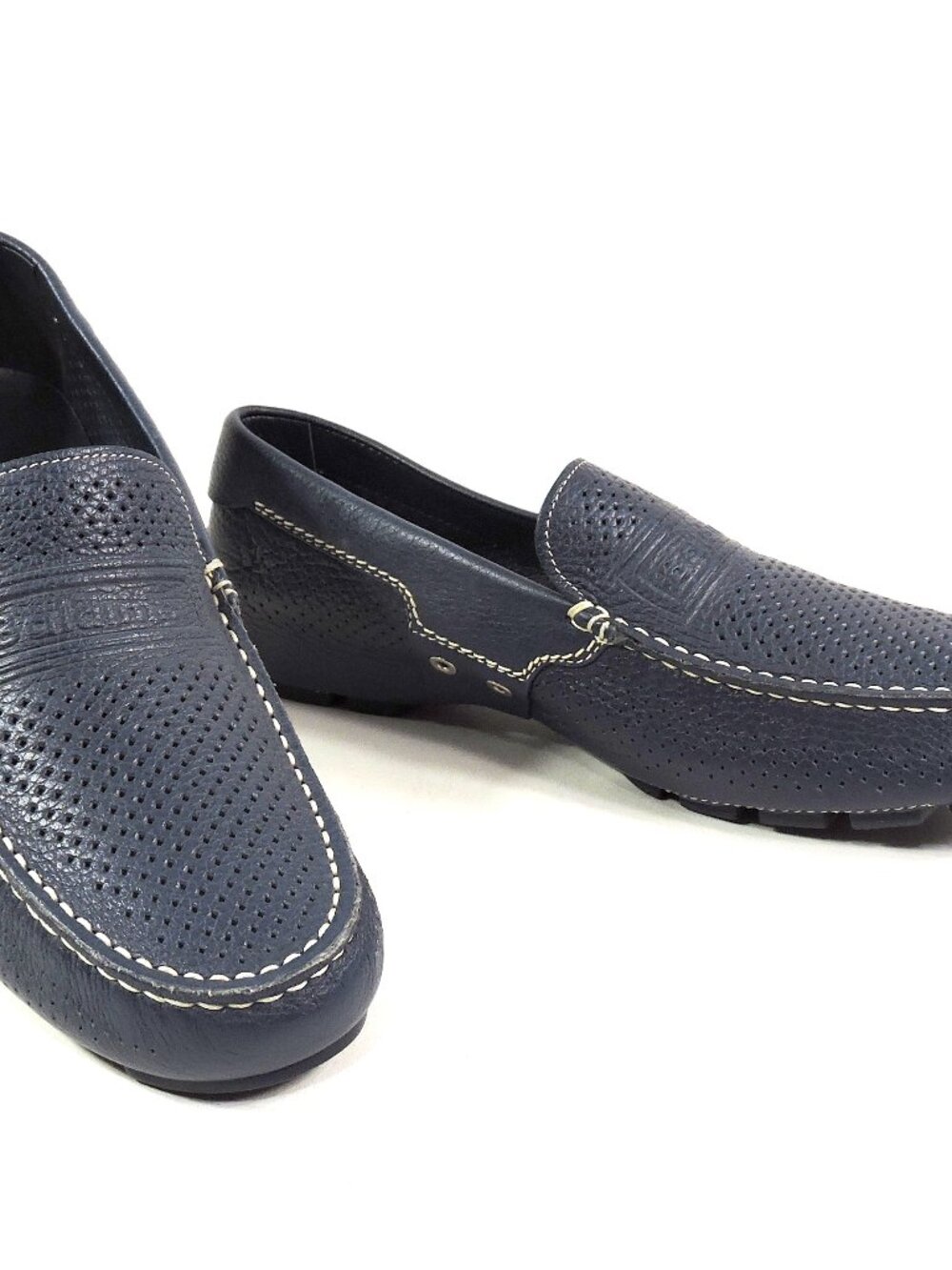 BALDININI 🇮🇹 MEN'S NAVY BLUE SOFT LEATHER COMFORT SUMMER FLAT LOAFERS